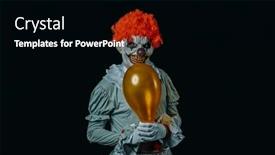  Presentation with clown - Presentation theme having red-hair-creepy-evil-clown background and a black colored foreground