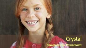  Presentation with brown - PPT theme having red hair girl - cute redheaded child on vintage background and a tawny brown colored foreground