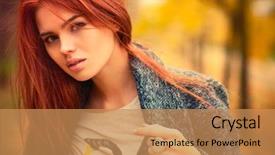  Presentation with lactation young woman breastfeeding - Cool new PPT layouts with red hair girl - young woman outdoors autumn portrait backdrop and a  colored foreground