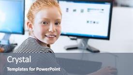  Presentation with computer room - Presentation design consisting of red hair using computer background and a gray colored foreground