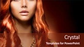  Presentation with long hair - PPT layouts having red hair wavy hair hairdressing background and a tawny brown colored foreground