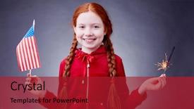  Presentation with african american girl power business - Colorful theme enhanced with red-haired girl with american backdrop and a crimson colored foreground