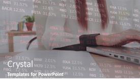  Presentation with business-communication - Presentation design having red-haired-hipster-using and a gray colored foreground