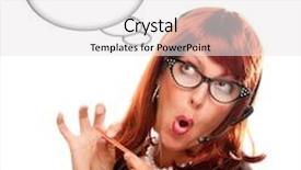  Presentation with receptionist - PPT theme with red haired retro receptionistred haired retro receptionist with blank thought bubble filing her nails isolated on a white background background and a white colored foreground