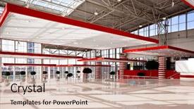  Presentation with trade - Cool new presentation theme with red hall in trade center backdrop and a soft green colored foreground