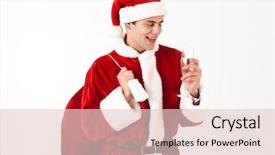  Presentation with santa claus holding scroll paper - Cool new presentation with red hat holding gift bag backdrop and a lemonade colored foreground