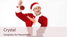  Presentation with costume - Slides having red hat holding new year background and a lemonade colored foreground