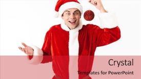  Presentation with costume - Presentation theme having red hat holding new year background and a red colored foreground