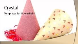  Presentation with red white blue confetti - Presentation featuring red hats with confetti isolated background and a pink colored foreground