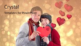  Presentation with abstract red - Slides with red heart against yellow abstract background and a  colored foreground