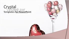  Presentation with christmas chocolate - Colorful slide set enhanced with red heart and chocolate balls in a glass - can be used for christmas or valentines day backdrop and a white colored foreground