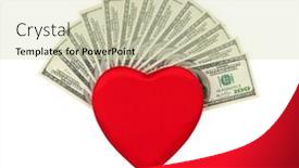  Presentation with love heart - PPT theme featuring red heart and dolar concept - the love of money background and a soft green colored foreground