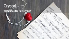  Presentation with music note - Cool new slide deck with red heart and music note backdrop and a gray colored foreground