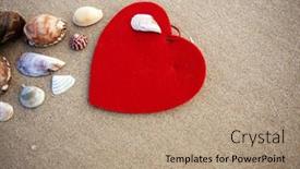  Presentation with sand heart - Slides enhanced with red heart and seashell in sand background and a coral colored foreground
