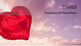  Presentation with human heart blue and red - Beautiful slide deck featuring red heart balloon against cloudy backdrop and a  colored foreground