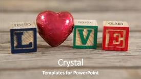  Presentation with human heart blue and red - Colorful PPT layouts enhanced with red heart between blocks displaying backdrop and a coral colored foreground