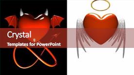  Presentation with devil angel - Slide set featuring red heart-devil and red background and a tawny brown colored foreground