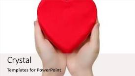  Presentation with human heart blue and red - PPT theme consisting of red heart in hand isolated background and a  colored foreground