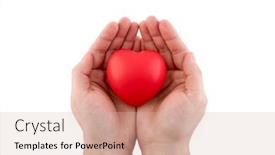  Presentation with health insurance concept - Audience pleasing presentation theme consisting of red-heart-in-hands-isolated backdrop and a soft green colored foreground