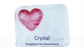  Presentation with cube - Presentation theme consisting of red heart in ice cube on gray background background and a sky blue colored foreground