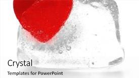  Presentation with cube - Audience pleasing slide deck consisting of red heart in ice cube isolated on white backdrop and a white colored foreground