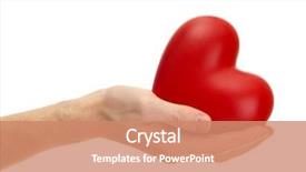  Presentation with man heart attact hand hold - Beautiful presentation design featuring red heart in man hand backdrop and a coral colored foreground
