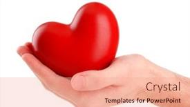 Presentation with heart - Theme with red-heart-in-man-hand background and a coral colored foreground