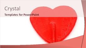  Presentation with lollipop - Presentation theme featuring red heart lollipop on a white background background and a lemonade colored foreground