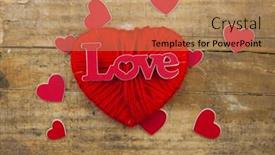  Presentation with yarn - Beautiful PPT theme featuring red-heart-made-of-yarn backdrop and a coral colored foreground