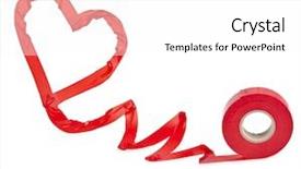  Presentation with tape - Amazing PPT theme having red heart of adhesive sticky backdrop and a  colored foreground