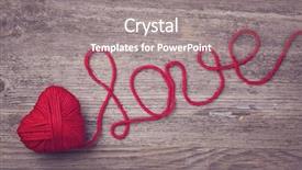  Presentation with yarn - Amazing presentation theme having red heart of red wool yarn on a wooden background backdrop and a gray colored foreground