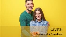  Presentation with smart watch red heart - Slide deck enhanced with red heart on color background background and a  colored foreground