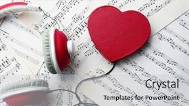  Presentation with music notes - Audience pleasing PPT theme consisting of red heart on music backdrop and a light gray colored foreground