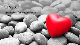  Presentation with valentines day - Audience pleasing PPT theme consisting of red heart on stones valentines backdrop and a light gray colored foreground