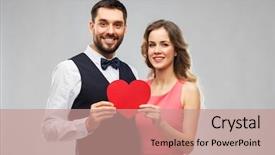  Presentation with valentines day - PPT theme having red heart over grey background background and a coral colored foreground