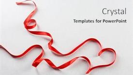  Presentation with red grey - Audience pleasing slide deck consisting of red heart ribbon on light grey textured background backdrop and a white colored foreground