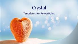  Presentation with sea shell - Theme featuring red heart sea shell with ocean beach and seascape shallow dof background and a sky blue colored foreground