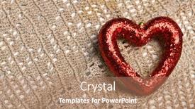  Presentation with textile wool - Theme having red-heart-shape-on-wool background and a coral colored foreground