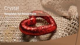  Presentation with textile wool - Cool new presentation theme with red-heart-shape-on-wool backdrop and a coral colored foreground