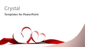  Presentation with valentines day - Amazing PPT theme having red-heart-shaped-ribbon-isolated backdrop and a white colored foreground