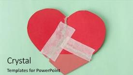  Presentation with red medical - PPT theme having red heart with adhesive plaster background and a soft green colored foreground