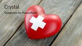  Presentation with red cross medical - Presentation theme with red heart with cross sign background and a light gray colored foreground