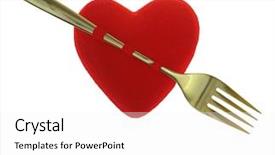  Presentation with red gold - Cool new presentation theme with red heart with gold fork as cameo isolated backdrop and a white colored foreground