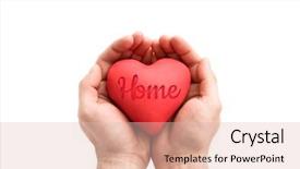  Presentation with heart hands - PPT layouts having red heart with imprinted home background and a  colored foreground