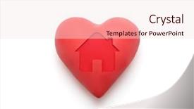  Presentation with shape heart - Cool new PPT layouts with red heart with imprinted house backdrop and a lemonade colored foreground