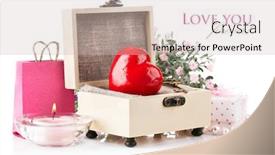  Presentation with red heart key - Presentation having red heart with key and gift in box isolated on white background background and a light gray colored foreground