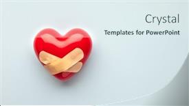  Presentation with red medical - Amazing slide deck having red-heart-with-medical-plasters backdrop and a sky blue colored foreground