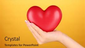  Presentation with heart - Slides with heart in woman's hand background and a  colored foreground