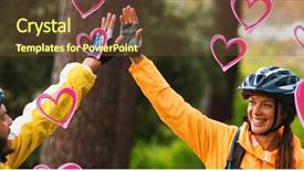  Presentation with married couple hearts - Slides featuring red hearts against biker couple background and a tawny brown colored foreground