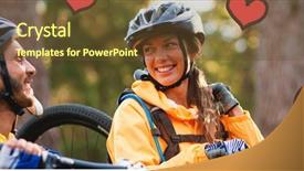  Presentation with married couple hearts - Amazing slides having red hearts against biker couple backdrop and a tawny brown colored foreground